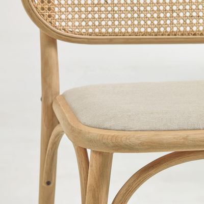 Meubles de salle à manger Chaise à manger en lin blanc avec coussinet et dossier incurvé Couleur noyer en bois en couleur personnalisée
