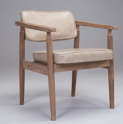 Meubles de salle à manger modernes européens en bois massif Chaises en cuir PU en bois naturel