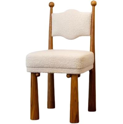 Accueil Meubles de conception moderne Siège souple bois agneau laine salle à manger Chaise pour salon et hôtel