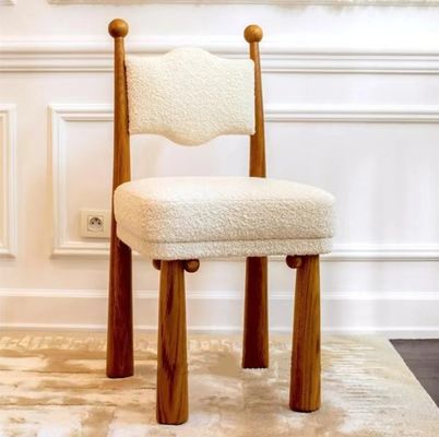 Accueil Meubles de conception moderne Siège souple bois agneau laine salle à manger Chaise pour salon et hôtel