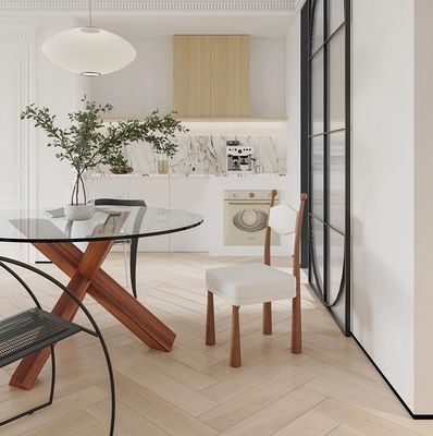Accueil Meubles de conception moderne Siège souple bois agneau laine salle à manger Chaise pour salon et hôtel