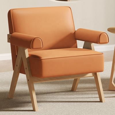Meubles de salon contemporains cadre en bois massif en tissu en cuir fauteuil de canapé en bois unique en option W70*D70*H80CM