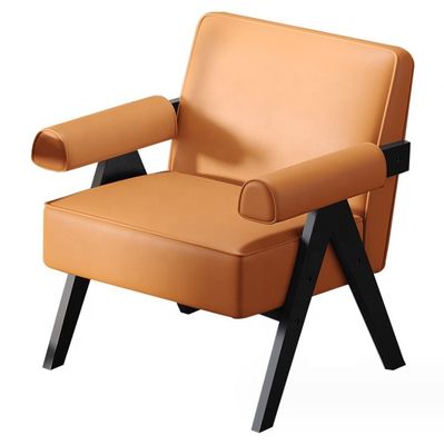 Meubles de salon contemporains cadre en bois massif en tissu en cuir fauteuil de canapé en bois unique en option W70*D70*H80CM