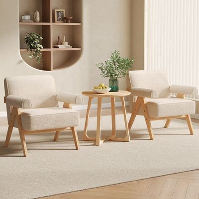 Meubles de salon contemporains cadre en bois massif en tissu en cuir fauteuil de canapé en bois unique en option W70*D70*H80CM