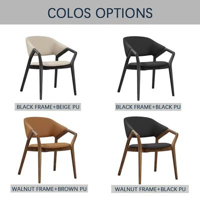 Chaise de salle à manger en cuir PU en bois massif pour cafés et restaurants de style nordique