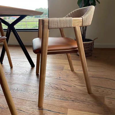 Chaise de salle à manger avec cordon tissé et finition laquée en bois vintage