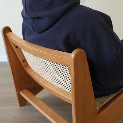 Chaise de loisirs de style nordique en bois en caoutchouc pour salon Chaise de salon en bois