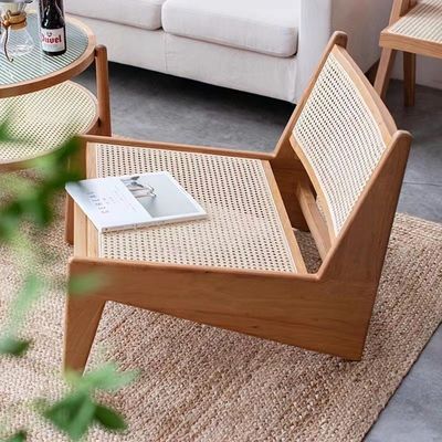 Chaise de loisirs de style nordique en bois en caoutchouc pour salon Chaise de salon en bois