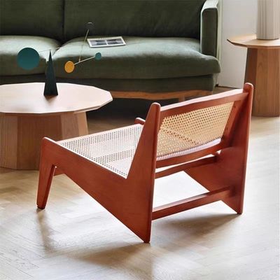 Chaise de loisirs de style nordique en bois en caoutchouc pour salon Chaise de salon en bois