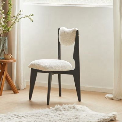 Chambre à coucher de style Morden Chaise à manger en bois avec couleur personnalisée et jambes noires en velours blanc