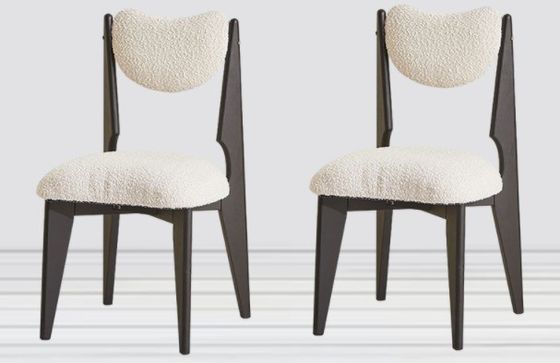 Chambre à coucher de style Morden Chaise à manger en bois avec couleur personnalisée et jambes noires en velours blanc