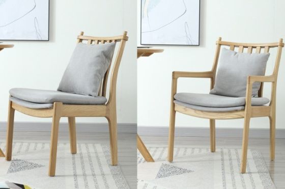 Moderne Restaurant Hôtel Tissus rembourrés en bois appuie-bras Chaise à manger avec construction en bois massif