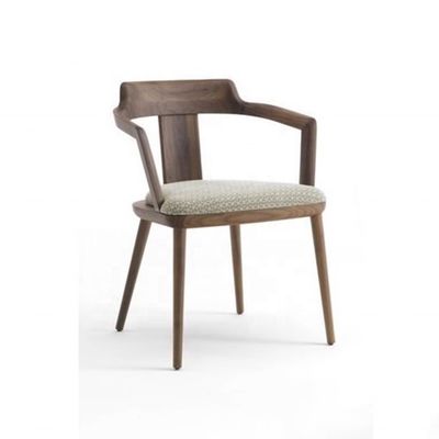 Chaise de salle à manger en bois massif avec coussin de siège et fauteuil de couleur noix de design moderne