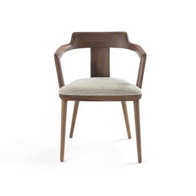 Chaise de salle à manger en bois massif avec coussin de siège et fauteuil de couleur noix de design moderne