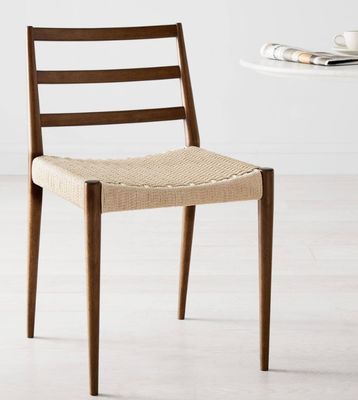 Cadre en bois massif Conception personnalisée Hôtel Vintage Chaise à manger en cordon tissé pour les événements