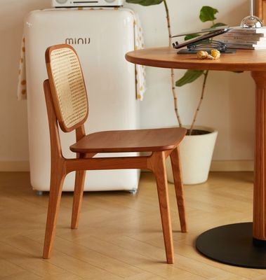 Accueil Meubles modernes tissés en rotin naturel Chaise à manger en bois massif pour hôtel et restaurant