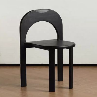 Chaise de salle à manger à jambe en bois noir massif avec dossier en forme de U et chaise élévatrice de style classique