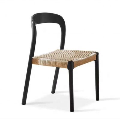 Chaise de bureau avec chaise de salle à manger de style traditionnel avec siège tissé à la corde et bois massif