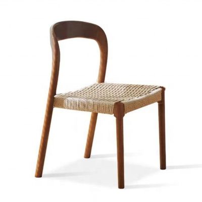 Chaise de bureau avec chaise de salle à manger de style traditionnel avec siège tissé à la corde et bois massif