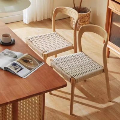 Chaise de bureau avec chaise de salle à manger de style traditionnel avec siège tissé à la corde et bois massif