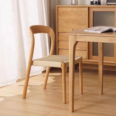 Chaise de bureau avec chaise de salle à manger de style traditionnel avec siège tissé à la corde et bois massif