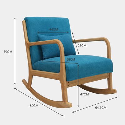 Cadre en bois massif de milieu de siècle, canapé à bascule en tissu de velours moderne, chaise pour salon de luxe