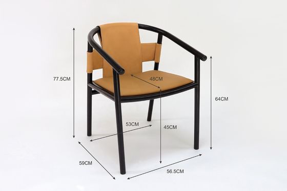 Style de design moderne Cadre en bois Monture marron Monture en cuir Meubles de salle à manger Lounge de loisirs Accent Chaises à bras