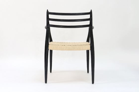 Chaise à bras en bois de style japonais en papier tissé chaise à manger en corde de style industriel japonais nordique pour les meubles de maison