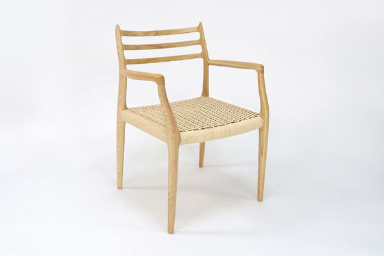 Chaise à bras en bois de style japonais en papier tissé chaise à manger en corde de style industriel japonais nordique pour les meubles de maison