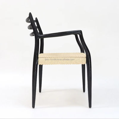 Chaise de salle à manger en bois massif Meubles W64*D50.5*H77CM Tissé à la main à l'extérieur chaise de câble en papier en corde à l'intérieur du courrier