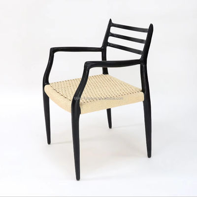 Chaise de salle à manger en bois massif Meubles W64*D50.5*H77CM Tissé à la main à l'extérieur chaise de câble en papier en corde à l'intérieur du courrier