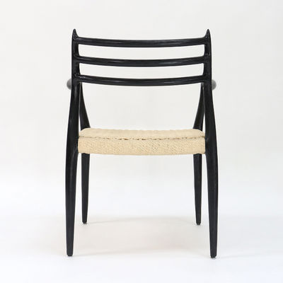 Chaise à manger moderne tissée à la main à cordon Nitrolacquer Finition en bois massif avec accoudoir Design moderne