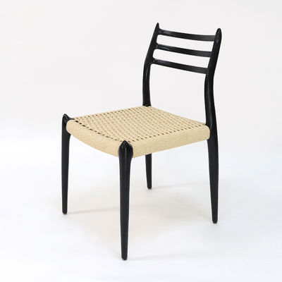 Chaise de salle à manger en bois à corde tissée à la main en bois massif naturel pour meubles