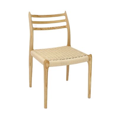 Chaise à manger en corde tissée à la main pour la construction de restaurants en bois massif et en cendres/en caoutchouc
