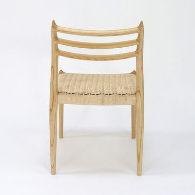 Chaise à manger en corde tissée à la main pour la construction de restaurants en bois massif et en cendres/en caoutchouc