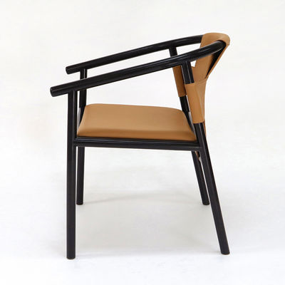 Vintage Luxe Artistique personnalisé en cuir PU Tapisseries en bois massif Chaise à manger en bois massif pour restaurant spécifique
