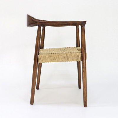 Chaise de salle à manger en bois massif pour restaurant Cendre de cordon tissée à la main/cadre en bois de caoutchouc Simplicité Meubles pour la maison