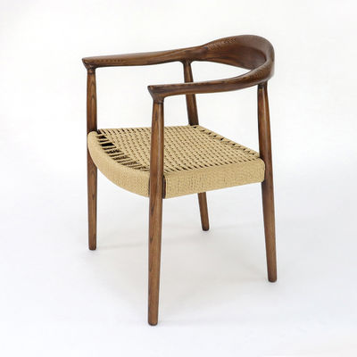 Chaise de salle à manger en bois massif pour restaurant Cendre de cordon tissée à la main/cadre en bois de caoutchouc Simplicité Meubles pour la maison