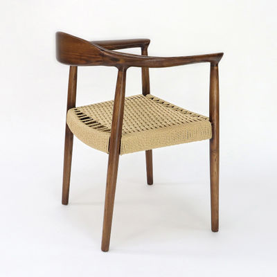 Chaise de salle à manger en bois massif pour restaurant Cendre de cordon tissée à la main/cadre en bois de caoutchouc Simplicité Meubles pour la maison
