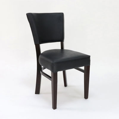Restaurant Chaise de salle à manger en bois avec tapis en cuir PU et couverture noyer/naturel/noir