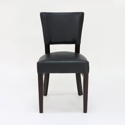 Restaurant Chaise de salle à manger en bois avec tapis en cuir PU et couverture noyer/naturel/noir