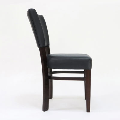 Restaurant Chaise de salle à manger en bois avec tapis en cuir PU et couverture noyer/naturel/noir