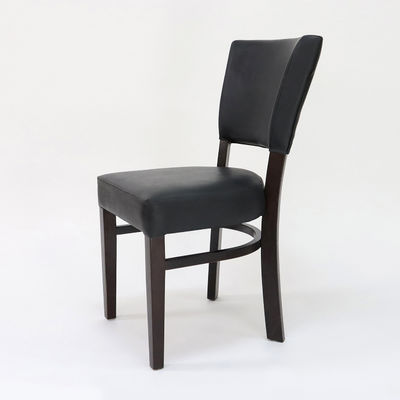 Restaurant Chaise de salle à manger en bois avec tapis en cuir PU et couverture noyer/naturel/noir