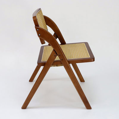 Chaise de salle à manger en bois pliable en rotin pour restaurant de style classique