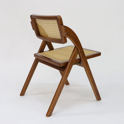 Chaise de salle à manger en bois pliable en rotin pour restaurant de style classique