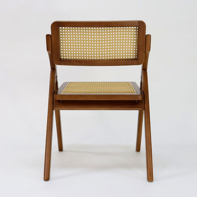 Chaise de salle à manger en bois pliable en rotin pour restaurant de style classique