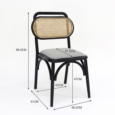Conception personnalisée Chaise en rotin en bois pour manger W47*D51*H82.5CM en bois massif naturel