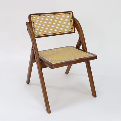 Meubles de salle à manger personnalisé pliable en rotin en bois massif Chaise à manger pour restaurant