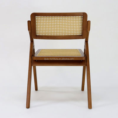 Meubles de salle à manger personnalisé pliable en rotin en bois massif Chaise à manger pour restaurant
