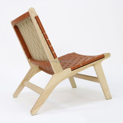 Design moderne Chaise de canapé de loisirs en bois massif ensemble pour salon Chaise de salon en cuir PU en finition noyer